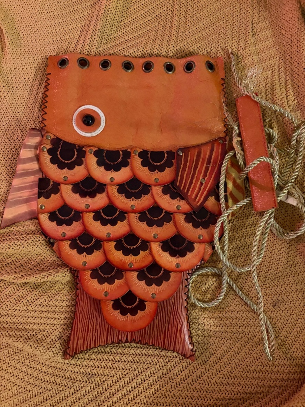 Unique quirky fish bag genuine leather